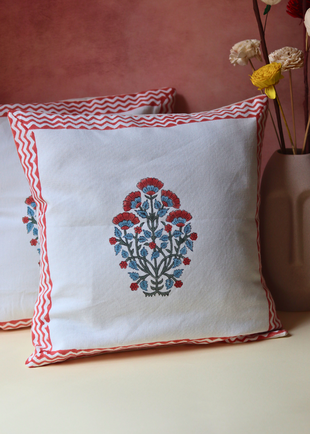 Handmade cushion covers pink flowers 