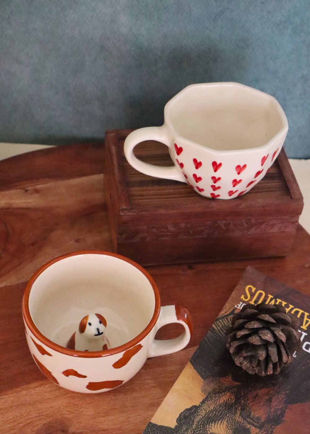 heart & dog mug made  by ceramic 