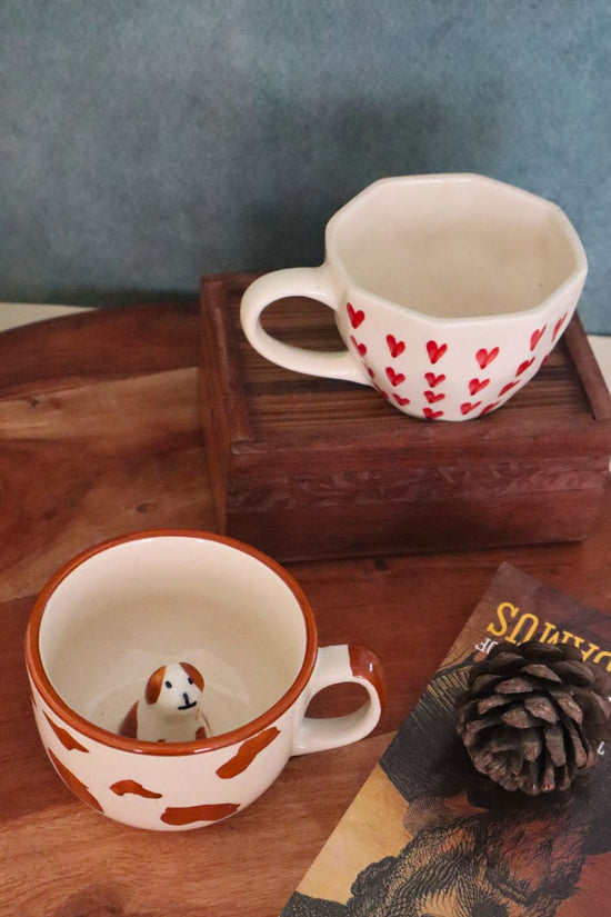 heart & dog mug made  by ceramic 