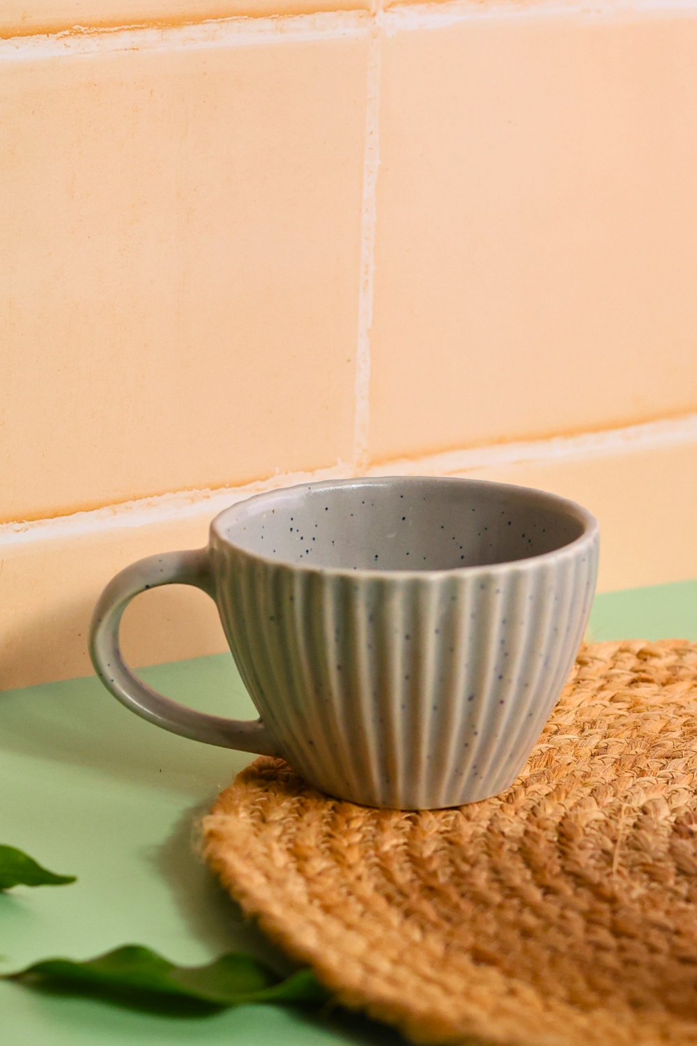 Grey ceramic coffee mug 