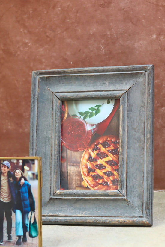 Set of 2 - Rustic Grey Wooden Frame & Minimal Glass Frame combo handmade in India