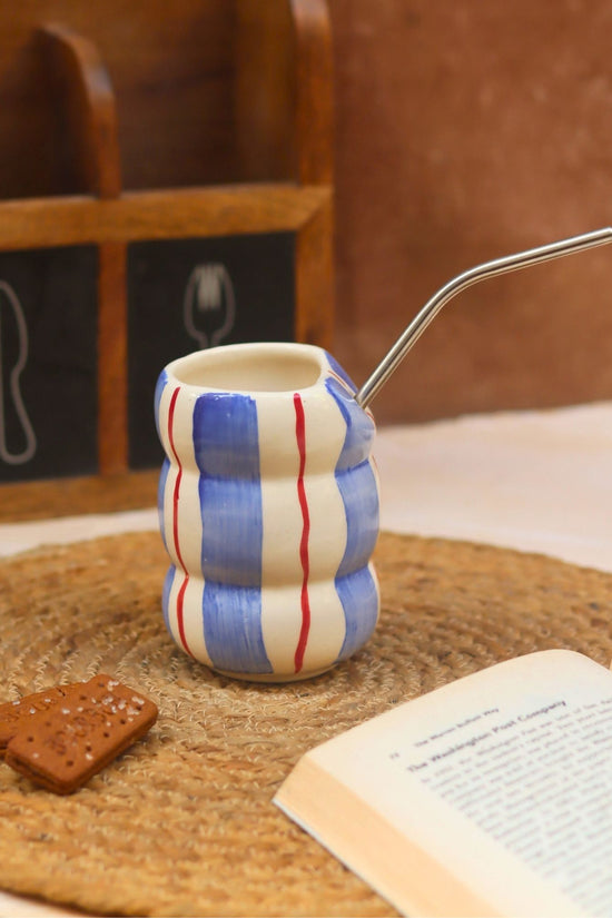 Set of 2 - Basic popcorn Bowl & Cool Blue Sipper Combo handmade in India