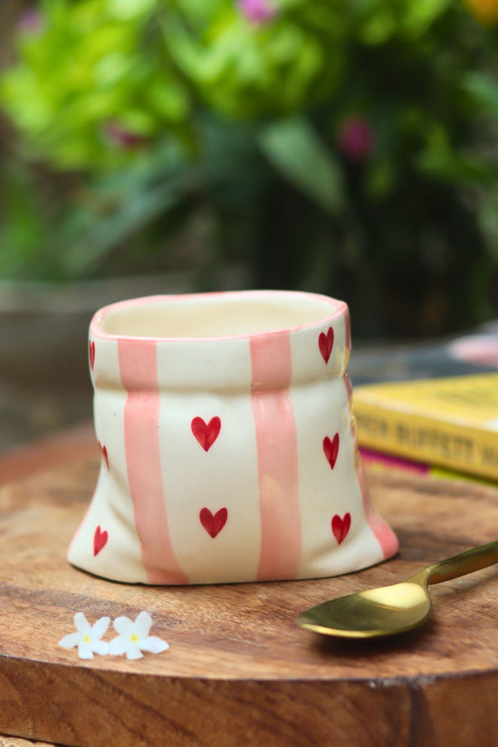 Striped Heart Pouch Mug with premium quality material