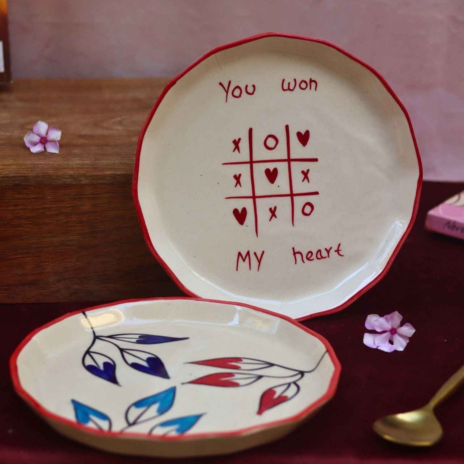Set of 2 - You won my heart & Petals plate combo