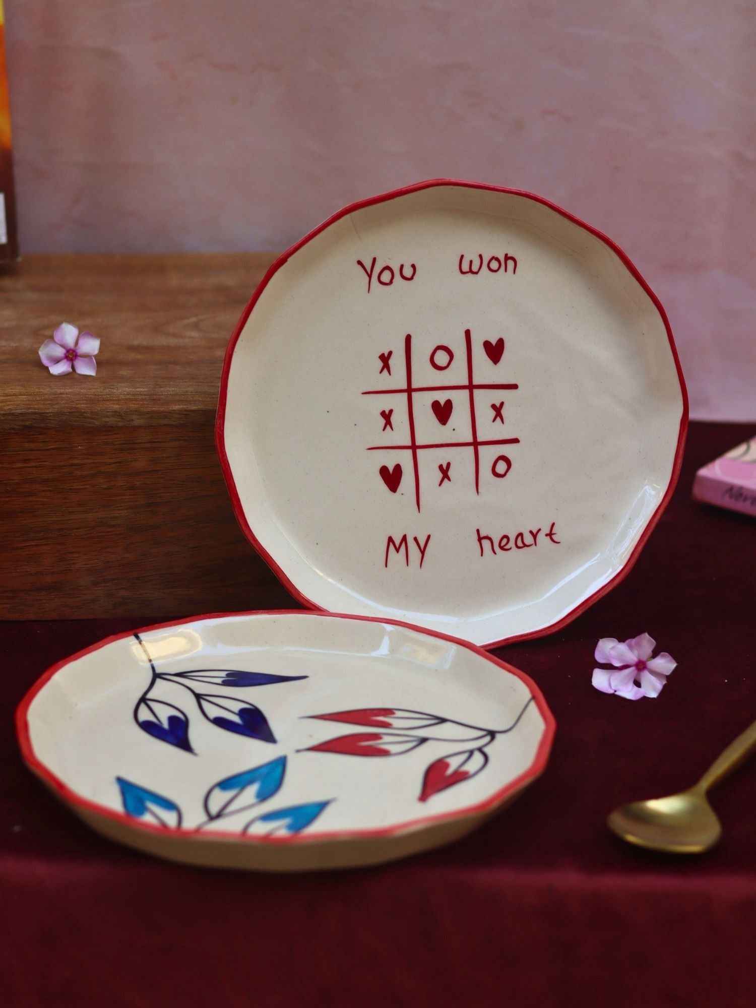 Set of 2 - You won my heart & Petals plate combo
