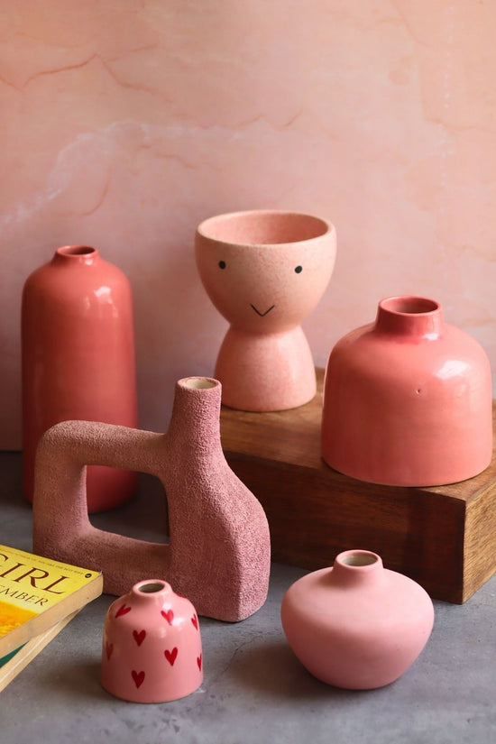Set of 6 Bloom & Blush Vases (for the price of 5) handmade in India