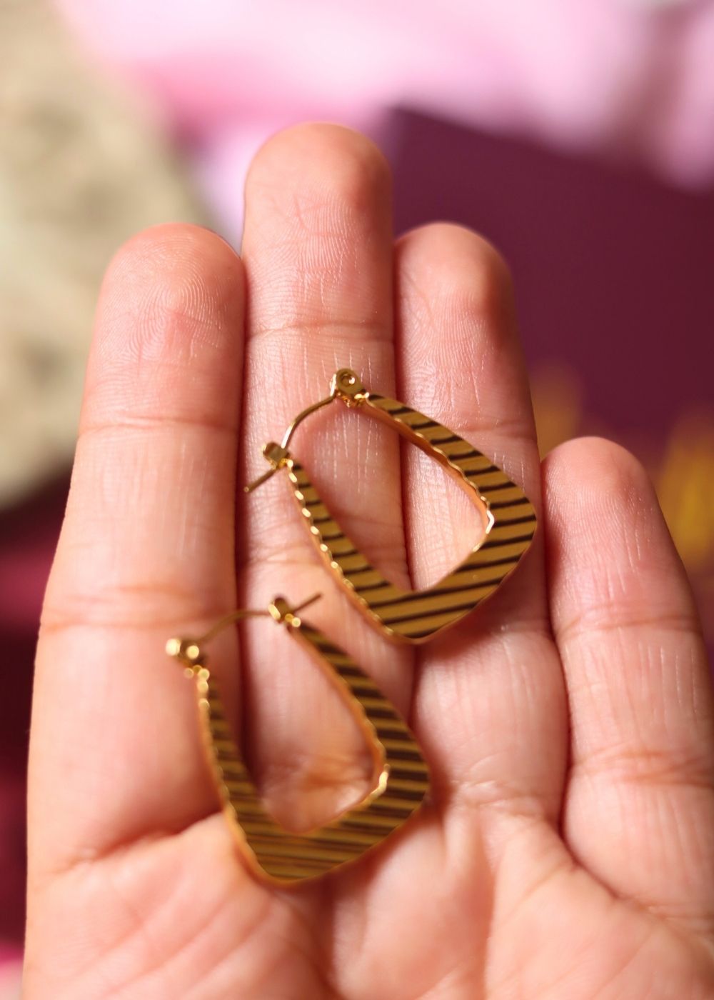 Glittery Gold Layered Drop Earrings