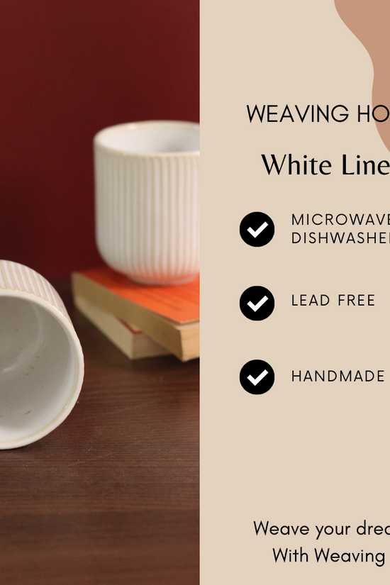 Handmade ceramic wihte lined coffee mugs specification
