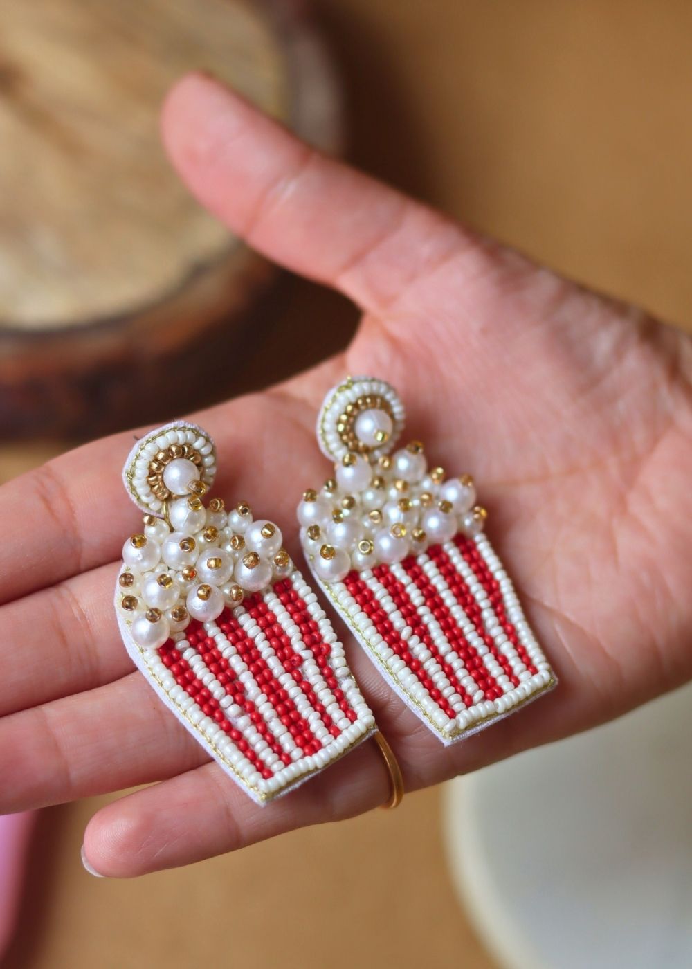 Waterproof Popcorn Handmade Beaded Earrings