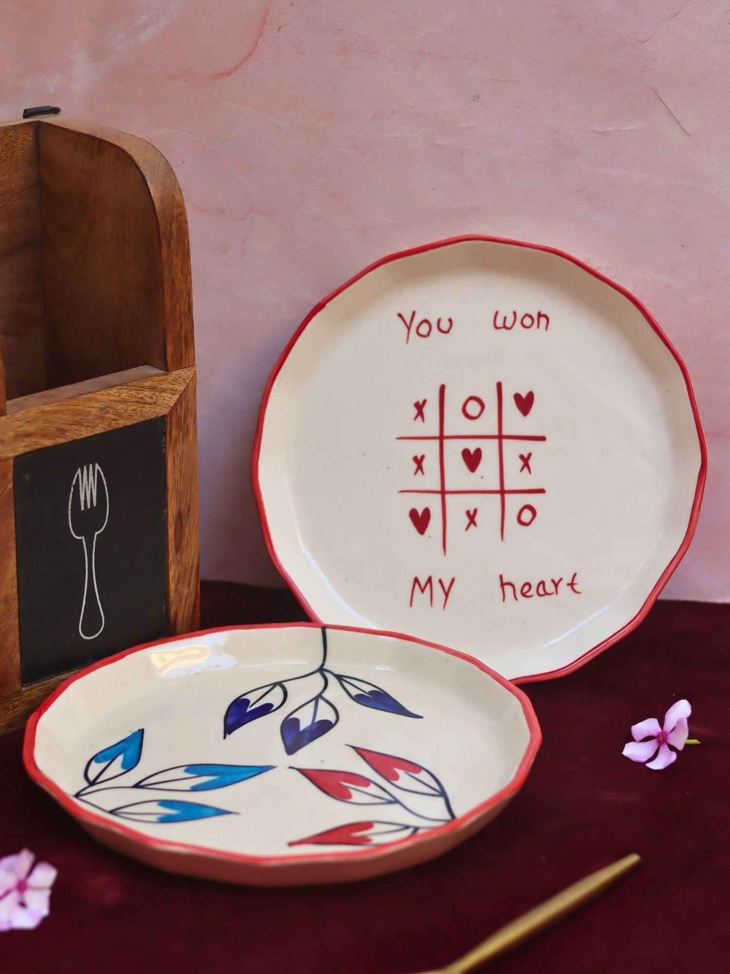Set of 2 - You won my heart & Petals plate combo
