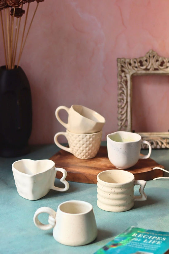 handmade All White Mugs - Set of 6 (For the price of 5)