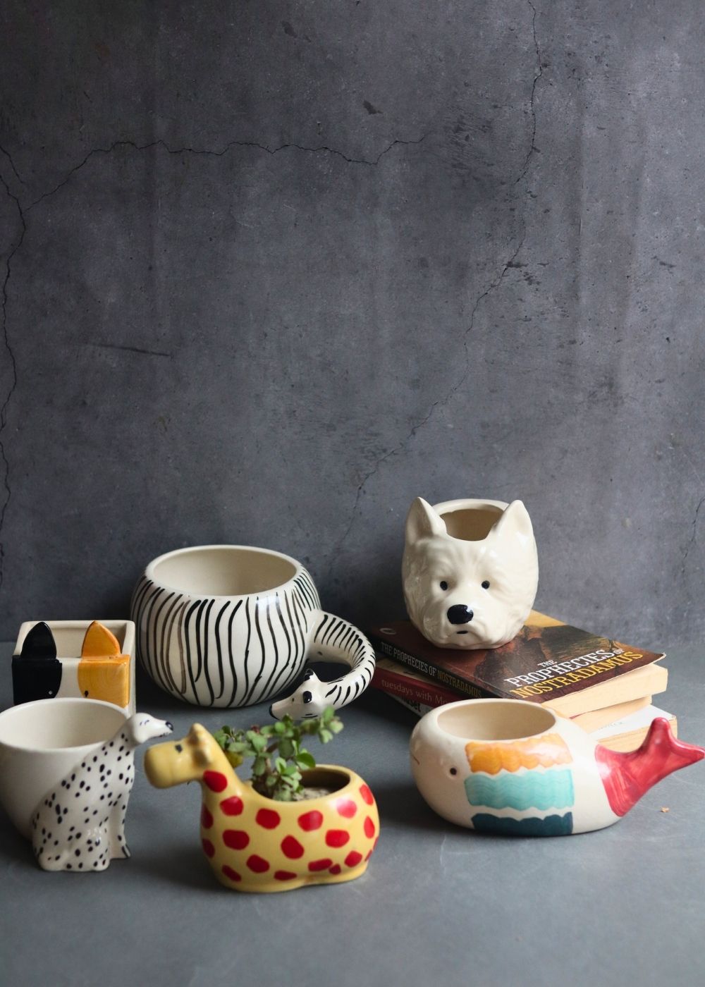 Set of 6 Pinteresty Animals Planters (for the price of 5) made by ceramic