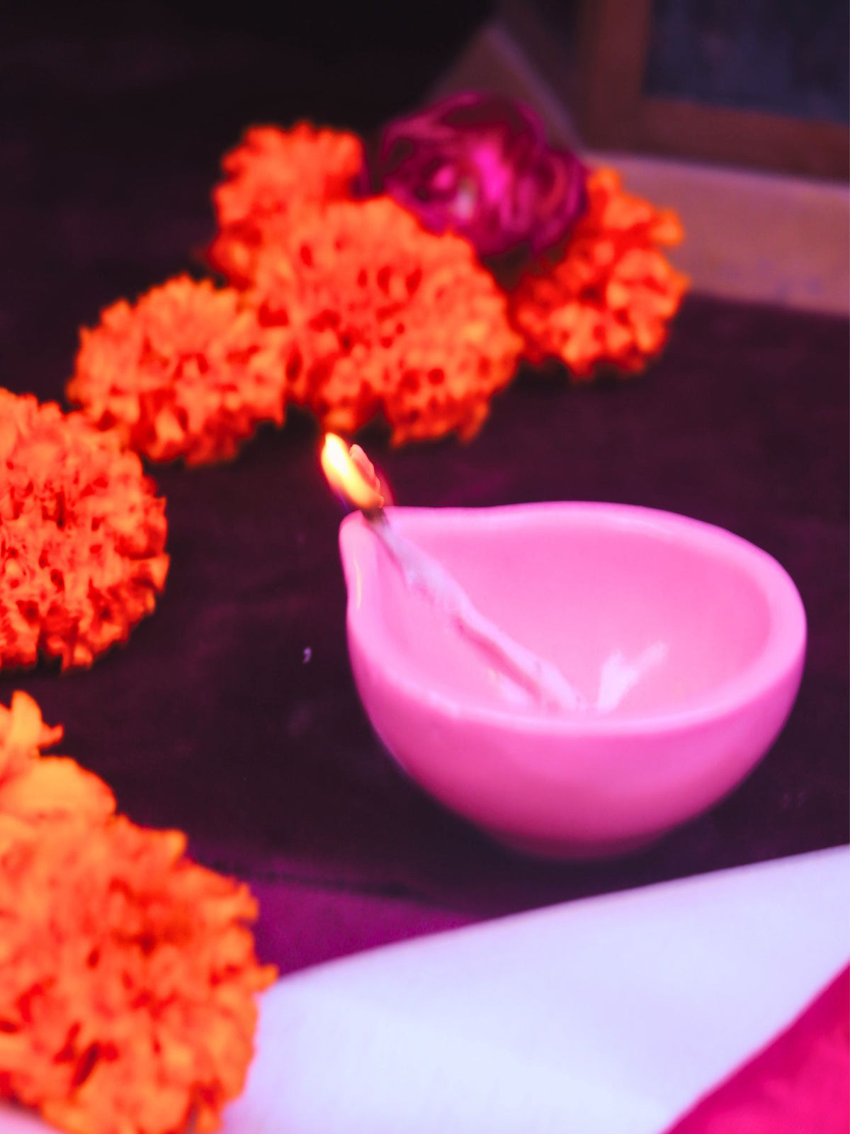 Handmade Set of 4 Essential Diwali Diya - Pink