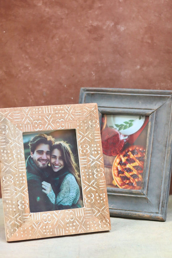 Set of 2 - Rustic Grey & Aesthetic Carved Wooden Frame combo made by wood