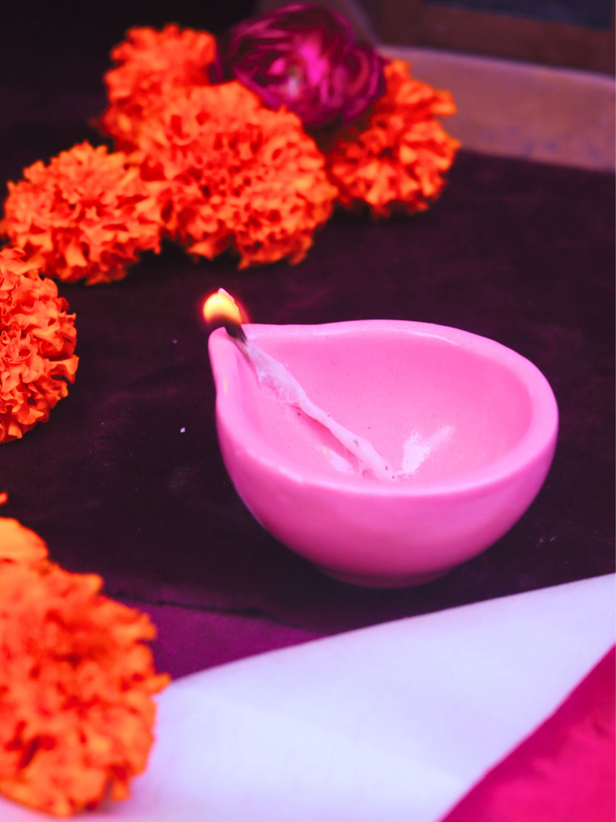 Set of 4 Essential Diwali Diya - Pink made by ceramic