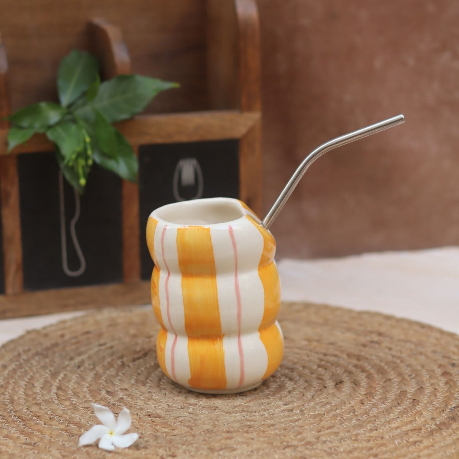 Handmade Yellow Striped Sipper