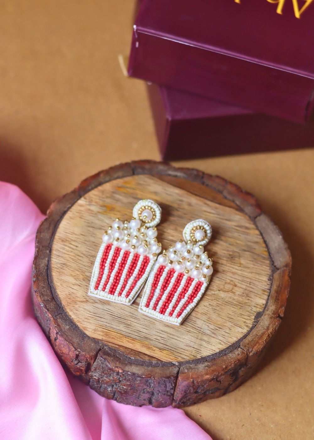 Popcorn Handmade Beaded Earrings handmade in India