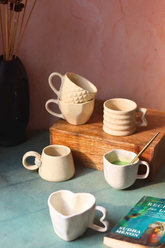 All White Mugs - Set of 6 (For the price of 5) handmade in india