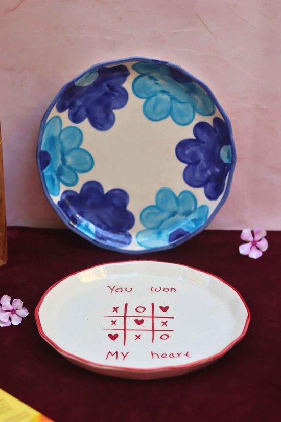 Set of 2 - You won my heart & floral blue plate combo