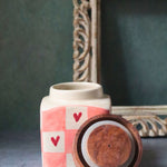 chequered heart jar handmade in india 