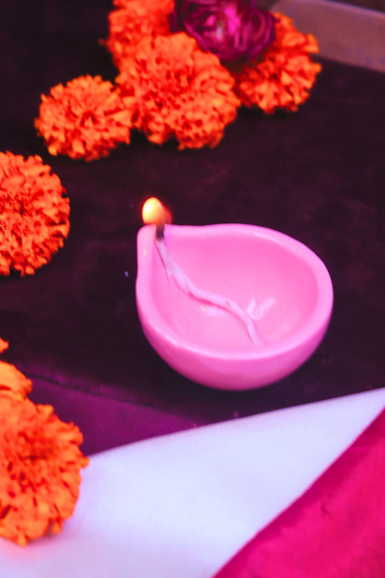 Set of 4 Essential Diwali Diya - Pink handmade in India
