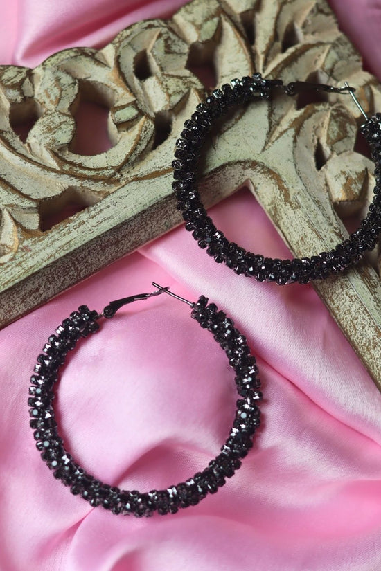 Anti tarnish Beaded Black Statement Earrings