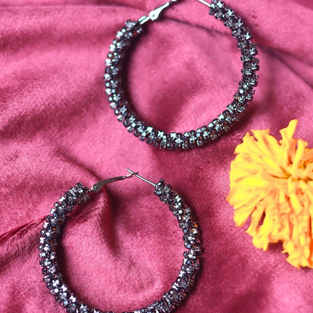 Beaded Black Statement Earrings made with premium quality material