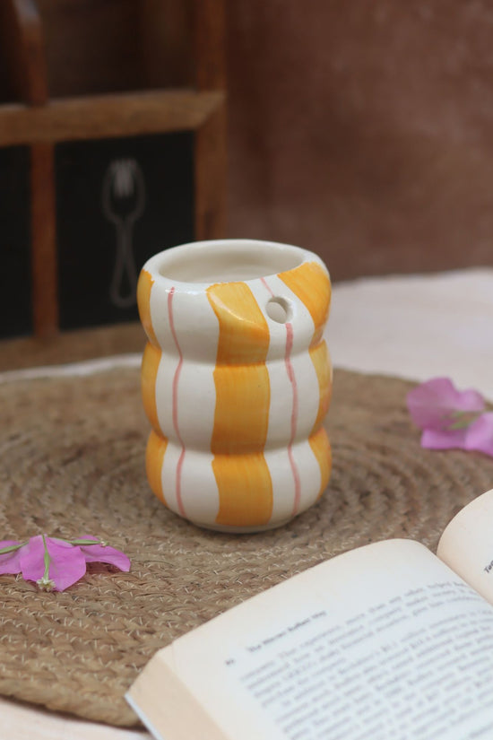 Yellow Striped Sipper handmade in India