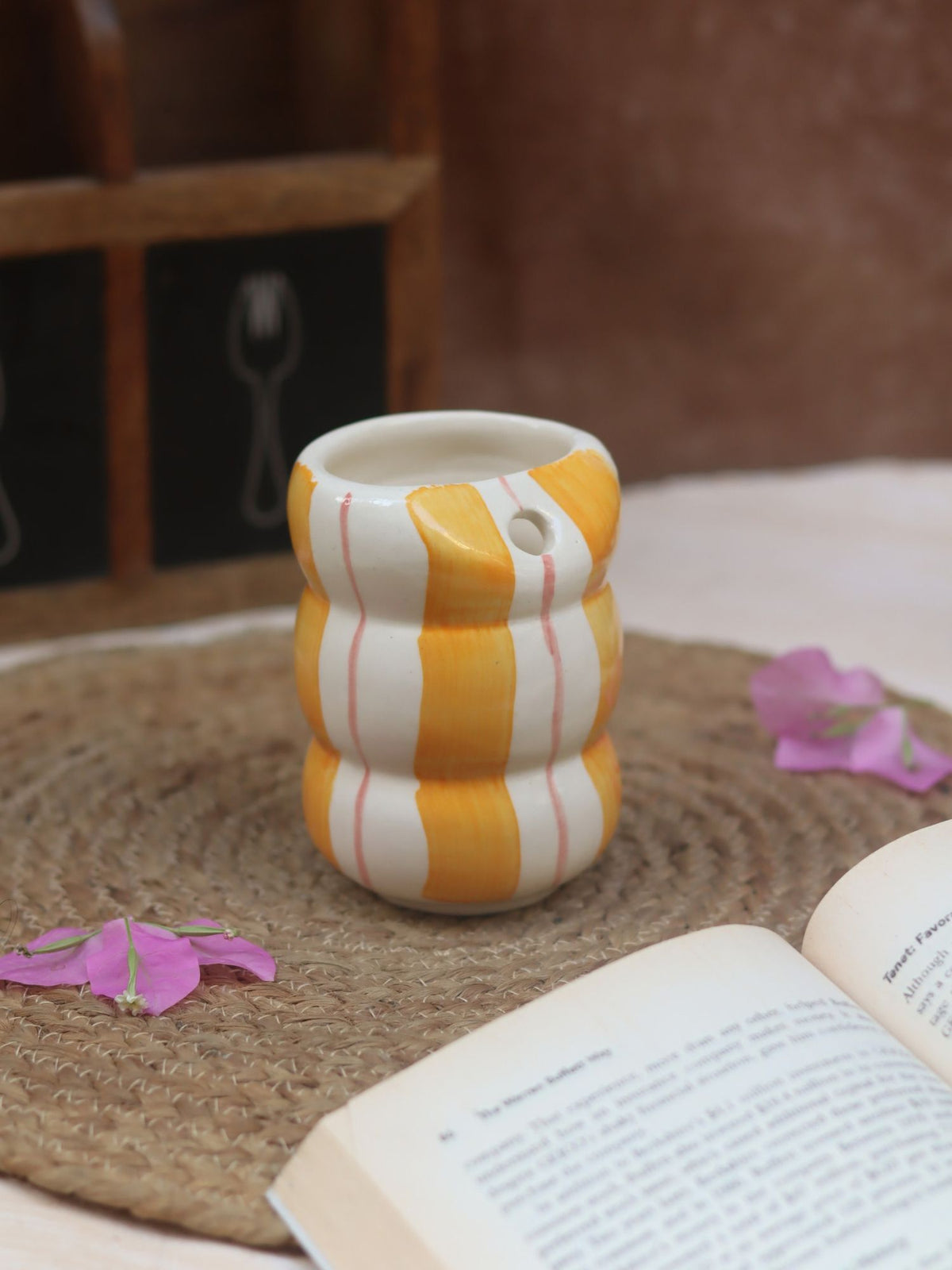 Yellow Striped Sipper handmade in India