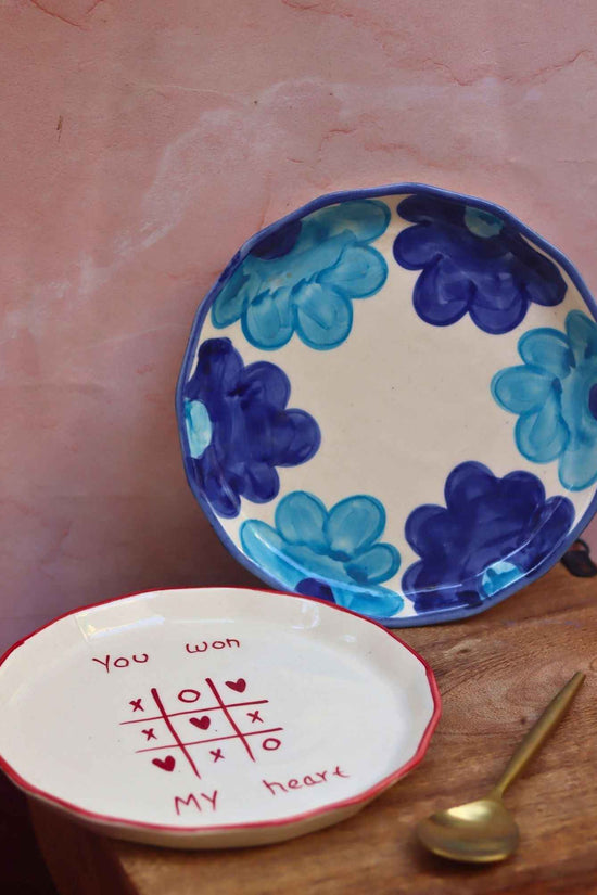 Set of 2 - You won my heart & floral blue plate combo