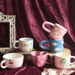 handmade Set of 6 Cherished Hearts Mugs (for the price of 5)