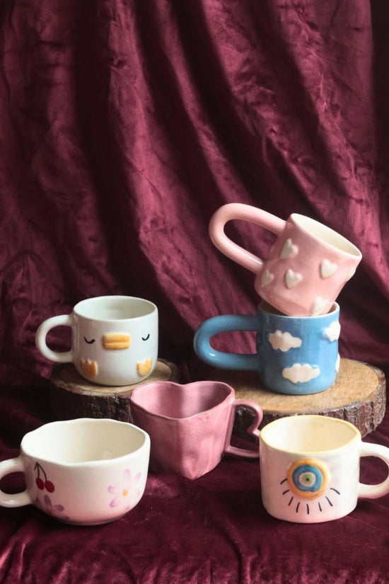 Set of 6 Cherished Hearts Mugs (for the price of 5) made by ceramic