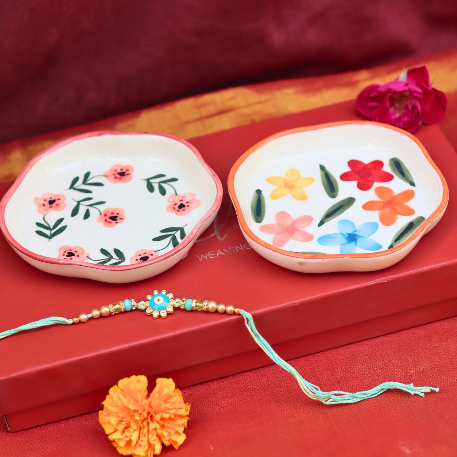 handmade Brightday & Poppy Handmade Dessert Plates Rakhi Gift box