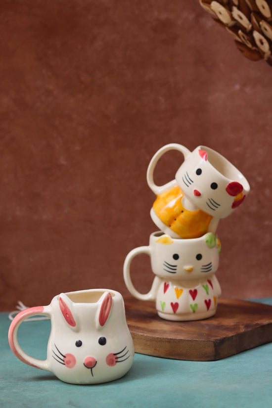 Set of 3 - Bunny & Kitty Mugs combo with premium quality material