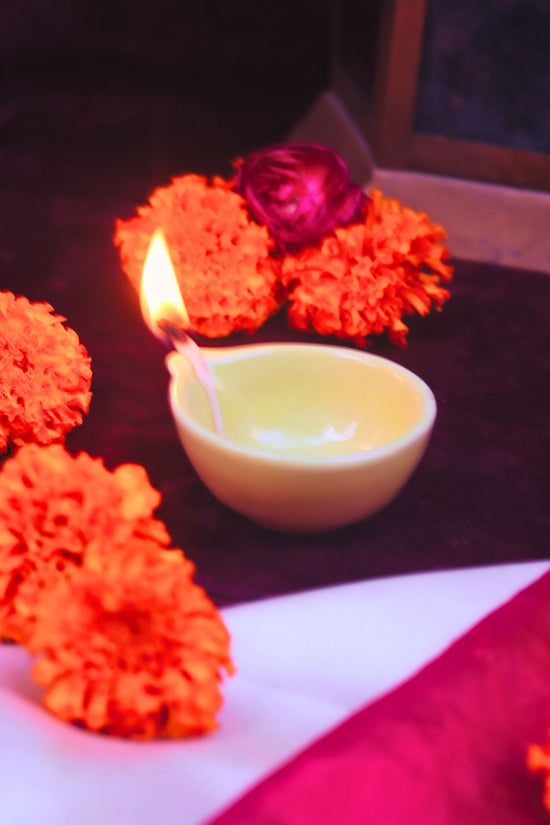 Set of 4 Essential Diwali Diya - Yellow with premium quality material