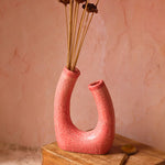 Pink U shaped Vase handmade in India