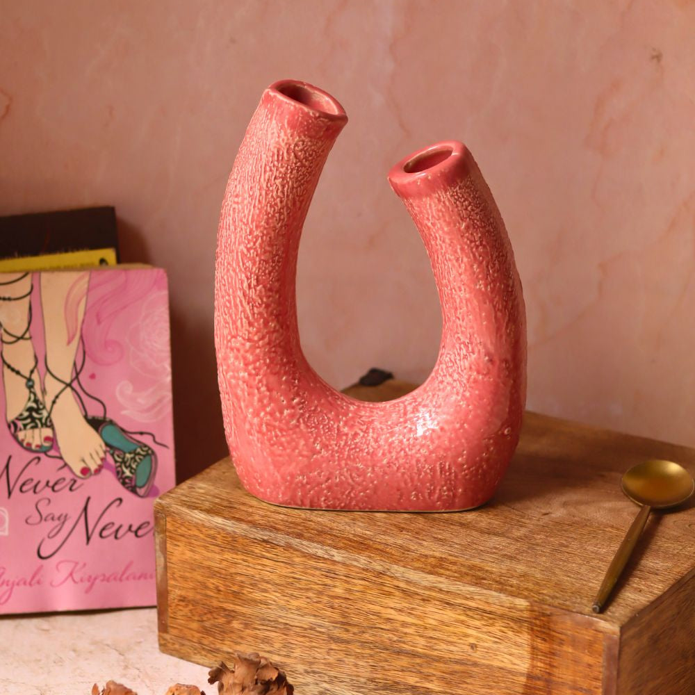 handmade Pink U shaped Vase