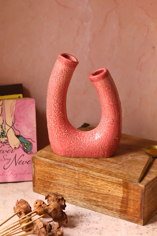 handmade Pink U shaped Vase