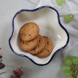 White & blue ceramic curvy bowl 