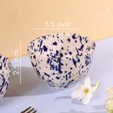 Blue flecked katori height and breadth