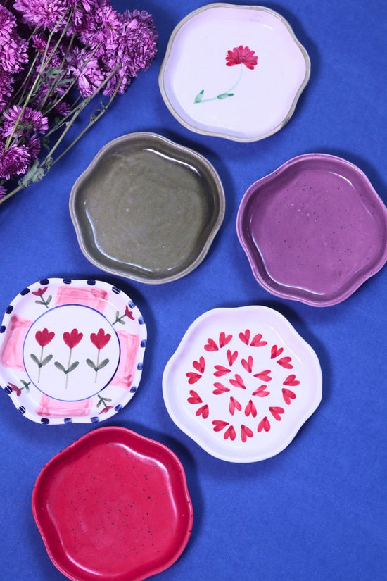 handmade Set of 6 HandPainted & Neutrals Handmade Dessert Plate (for the price of 5)