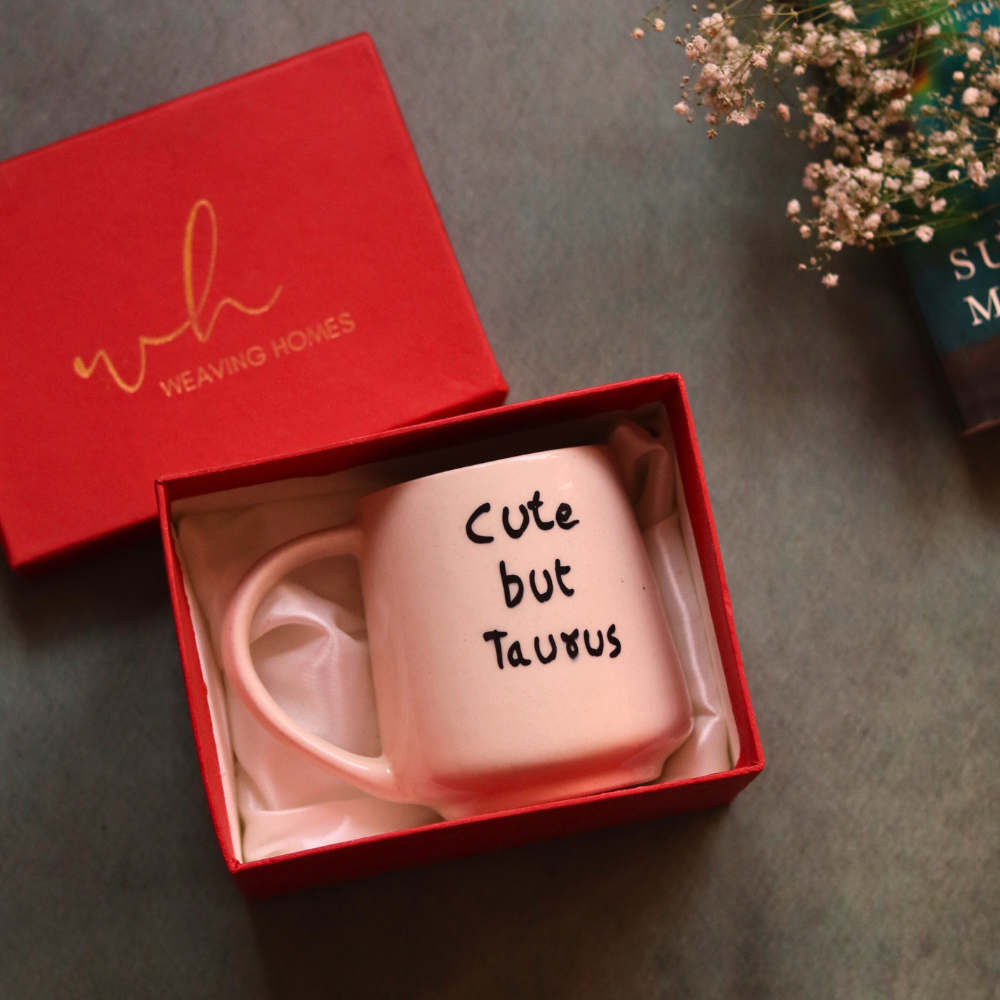 cute but taurus mug handmade in india
