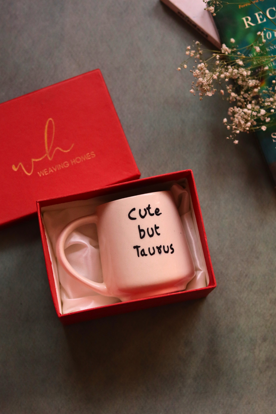 cute but taurus mug handmade in india
