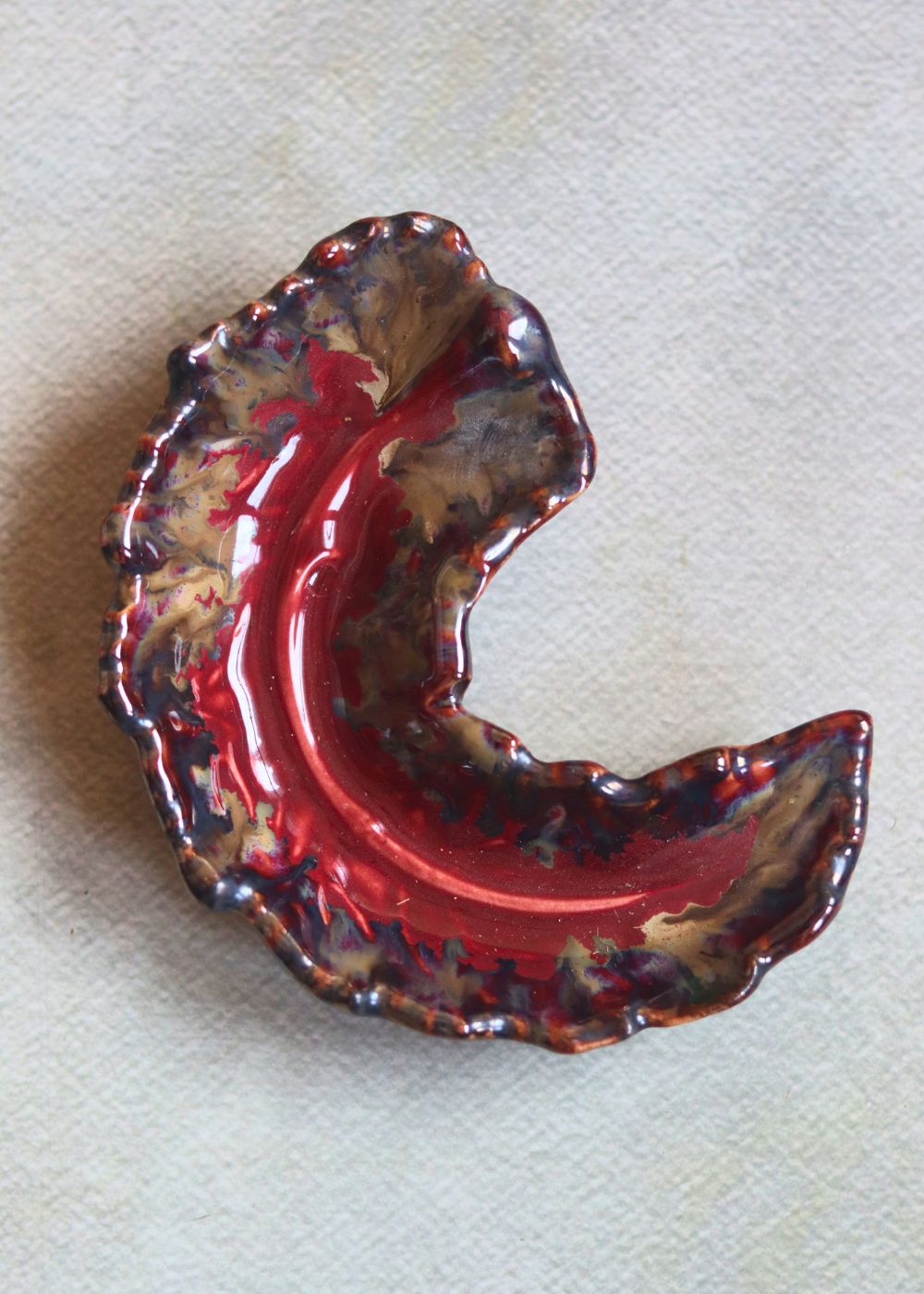 Handcrafted maroon bowl unique design