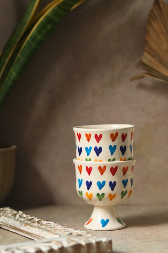 Two Colorful Ceramic Goblets