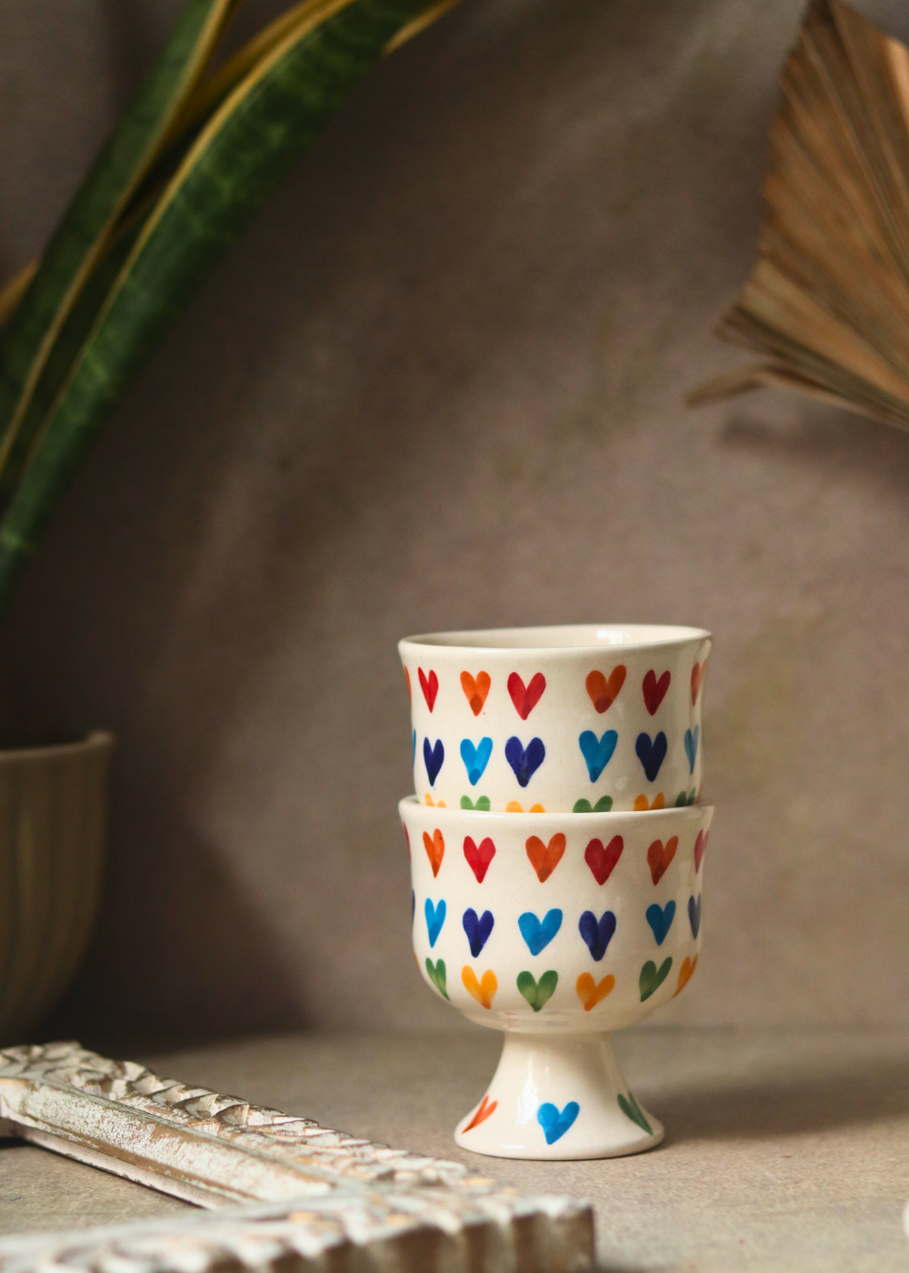 Two Colorful Ceramic Goblets