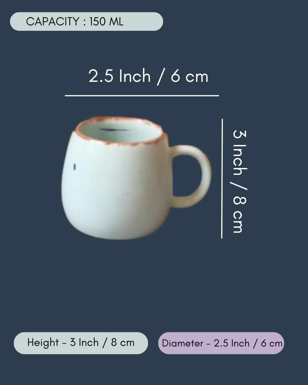 Cool Blue Ovule Shape Tea Cups - Set of 6