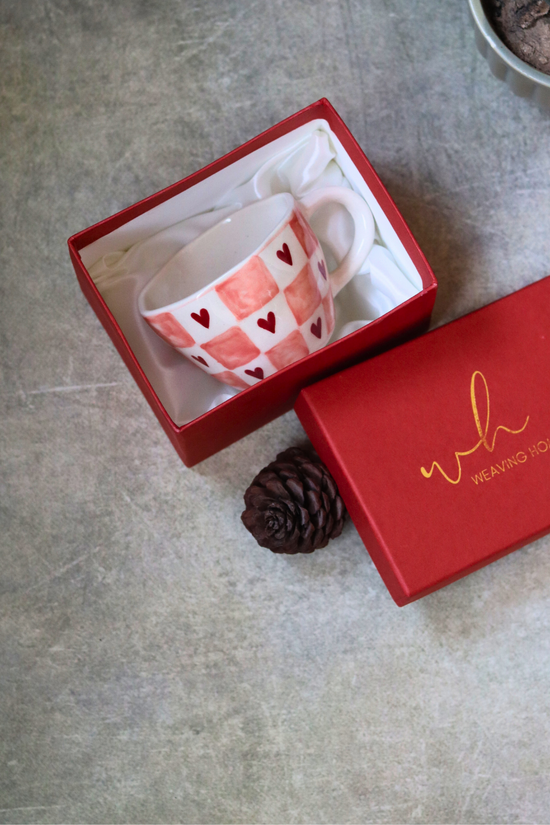 Handmade ceramic coffee mug in box