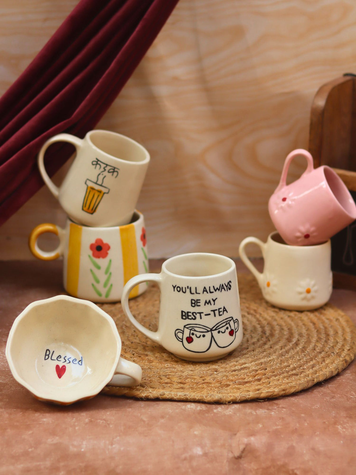 Set of 6 Aesthetic Brew Mugs (for the price of 5) with premium quality material
