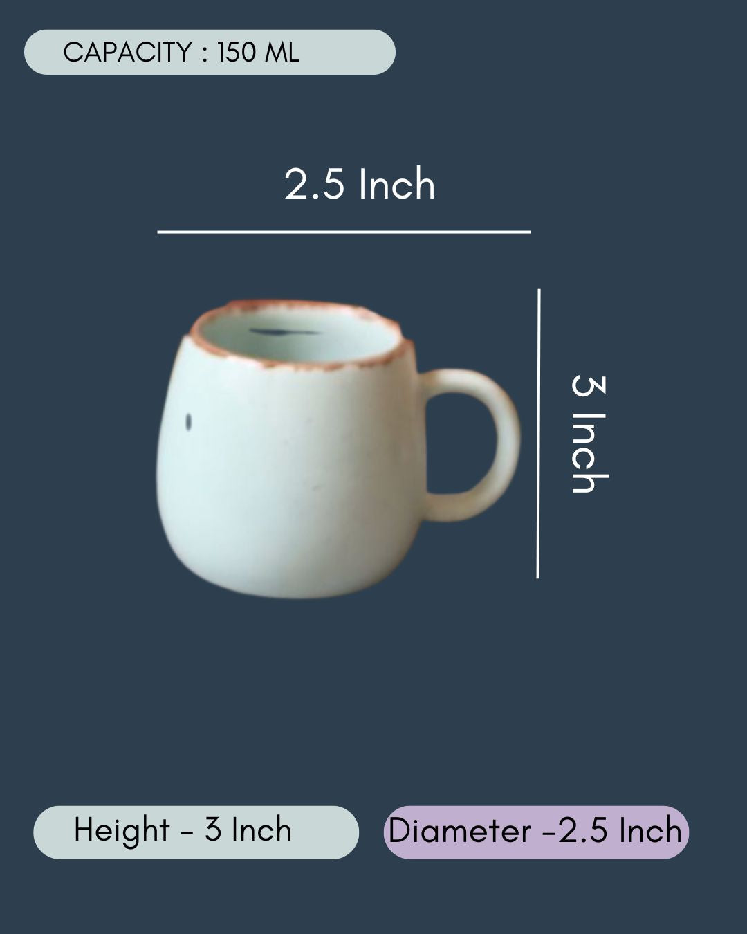 Cool Blue Ovule Shape Tea Cups - Set of 6